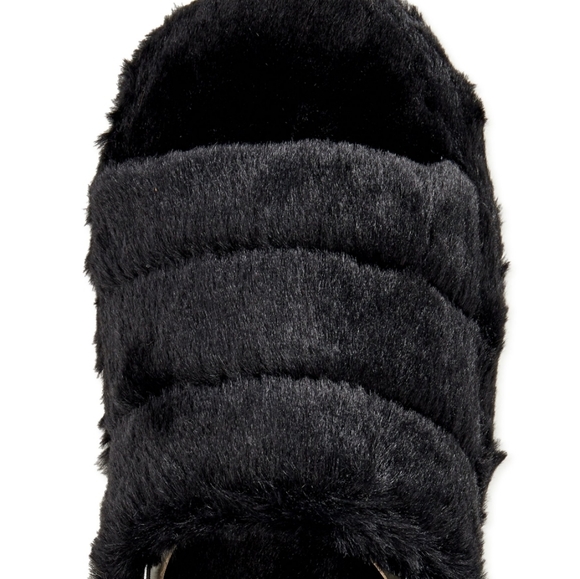 faux fur open toe slippers - Picture 3 of 5
